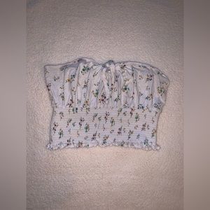 PacSun floral front tie crop tube top